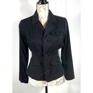 Vintage Retro jW div of Junction West Black Denim Jacket Sz Sm 100% Cotton